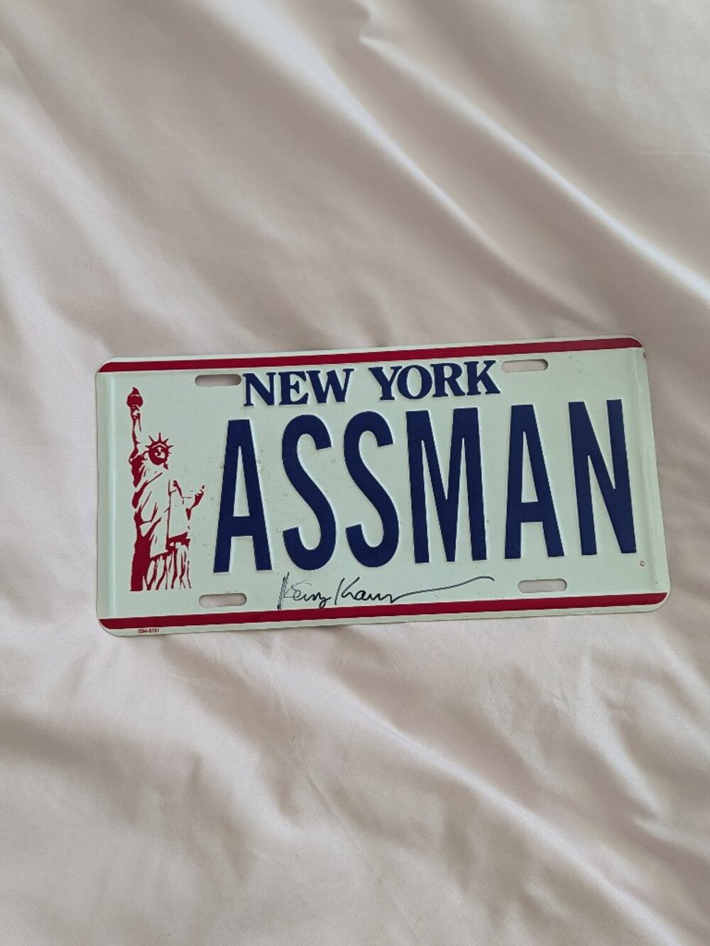 Seinfeld ASSMAN NY License Plate Kenny Kramer Sign
